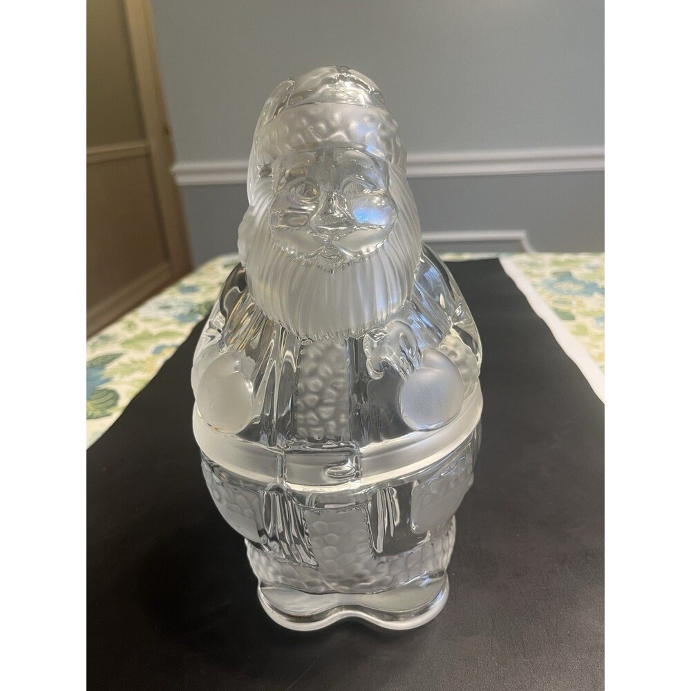 Gorham Crystal Santa Treat Jar Made In Germany 9 1/4 in. CHRISTMAS